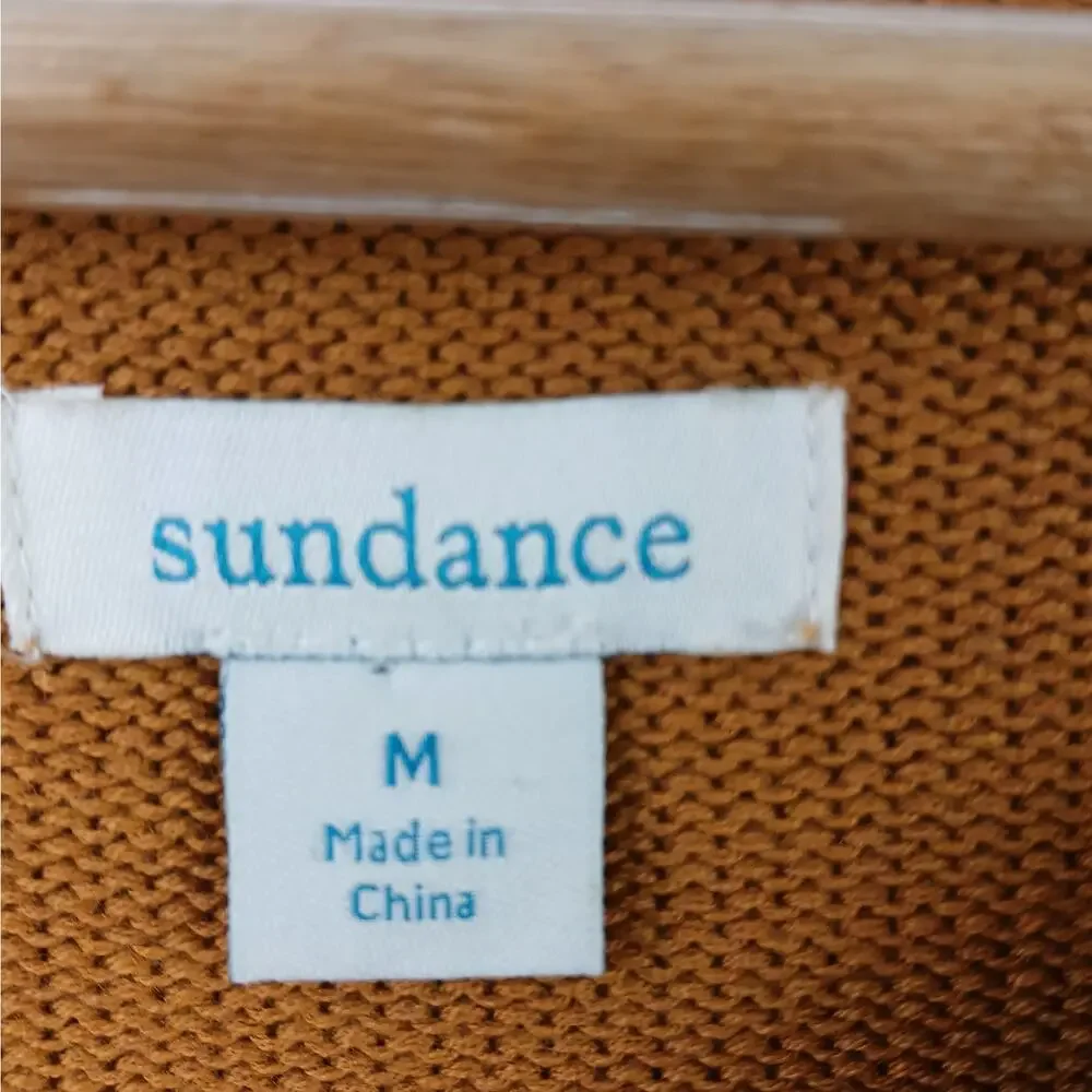 Sundance SZ M Aryka Wool-Cotton Blend Sweater Bell Sleeves With Ties Gold
